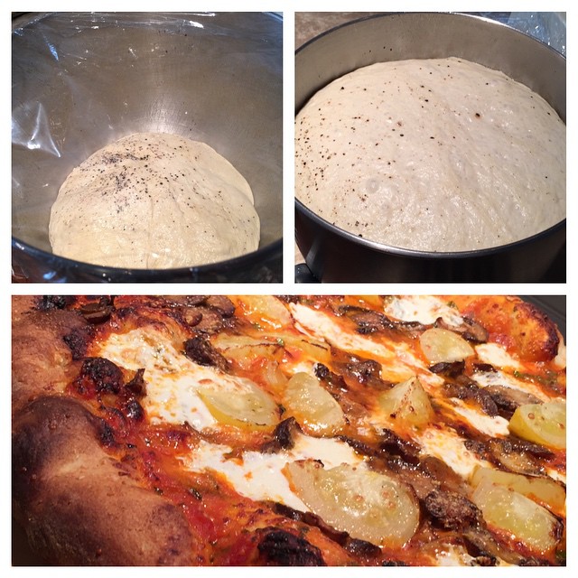 Pizza dough after making, rising, baking. BTW too tired to create and nurse a fire tonightthis