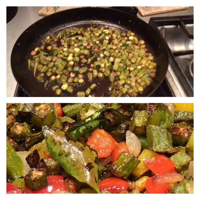 A favorite way to prepare okra stewed with peppers, onions and fresh