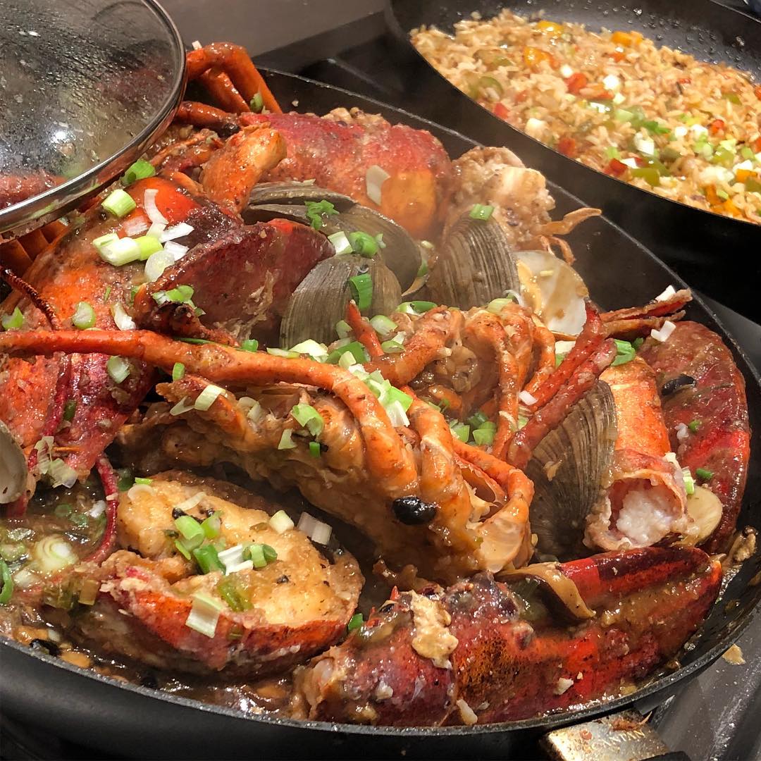 Lobster and clams in black bean, ginger and garlic sauce- with fried rice