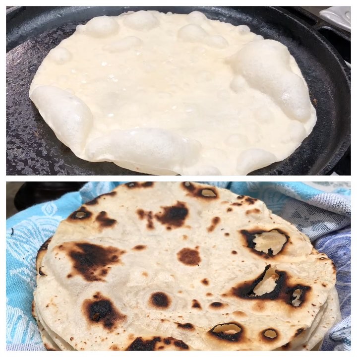 Flour tortillas, in process